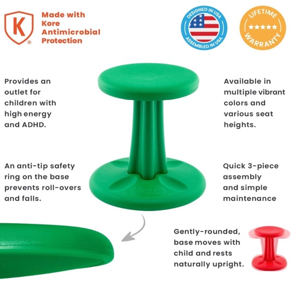 Wobble Stool by Kore Design LLC Gray 10” Toddler ADD/ADHD Classroom Chair - Picture 3 of 6